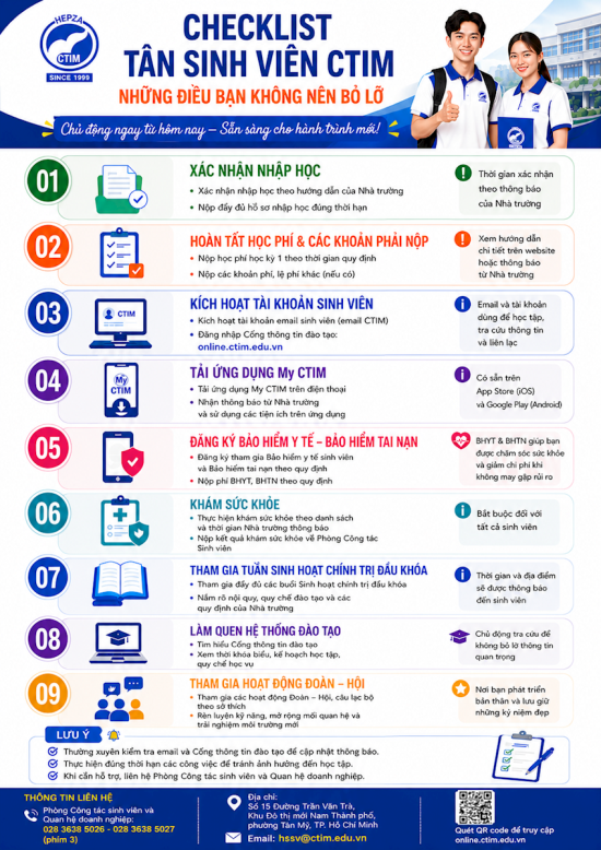 CHECKLIST TÂN SINH VIÊN CTIM